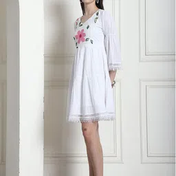 Merira Floral Printed Pure Cotton Fit & Flared Ethnic Dresses image 3