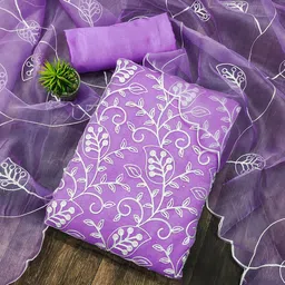 HERE&NOW Embroidered Organza Unstitched Dress Material-picture-35