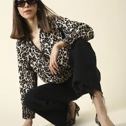 StyleCast X SERA Animal Print Crepe Wrap Crop Top image 4