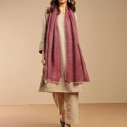 Fabindia Woven Design Fringed Border Woollen Shawl-image-83