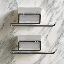 xtend Self Adhesive Toilet, Tissue Paper Roll Towel Holder for Bathroom (Black) 2pcs Steel Toilet Paper Holder-picture-11