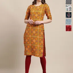 7Threads Women Pack Of 6 Ethnic Motifs Printed Daily Straight Kurtas-picture-24