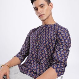 Anouk Rustic Indie Floral Printed Band Collar Kurta-picture-48