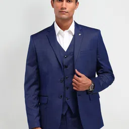 AD By Arvind Man Solid Lapel Collar Tailored Fit Single-Breasted Three Piece Formal Suit image 1