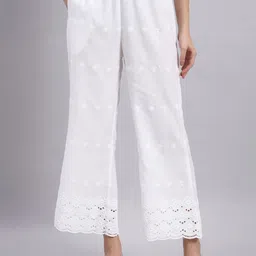 Shopping Queen Women Embroidered Wide Leg Cotton Ethnic Palazzos-image-49