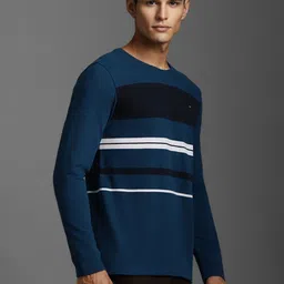 Louis Philippe Sport Men Striped Pure Cotton Slim Fit T-shirt image 3