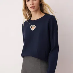 Trendyol Women Solid Round Neck Long SLeeve Pullover with Embellished Detail-image-57