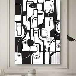 nestroots White & Black Canvas Abstract Painting Wall Art-picture-27