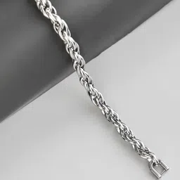 Peora Men Silver-Plated Stainless Steel Openable Link Bracelet image 3