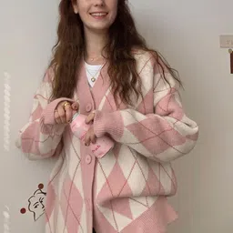 StyleCast Women Checked Printed V-Neck Long Sleeves Cardigan-image-59