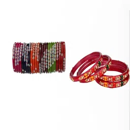 SOMIL Set Of 28 Artificial Stones Studded Ethnic Bangles-image-73