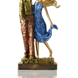 MISS PEACH Gold-Toned & Blue Couple Figurine Showpiece image 5