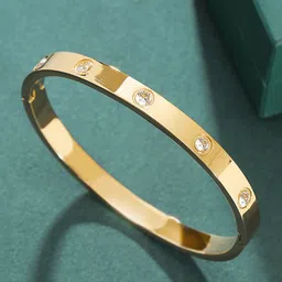 KRENOZ Gold-Plated Crystals Studded Bangle-Style Bracelet-picture-32