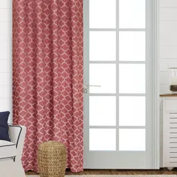 Saral Home Mauve & White Geometric Room Darkening Long Door Curtain image 1