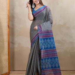 SHANVIKA Ethnic Motifs Printed Pure Cotton Saree-picture-20