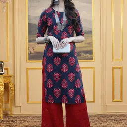 HERE&NOW Selection Of 3 Geometric Printed Round Neck Straight Kurta image 3