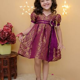 BownBee Girls V-Neck Jacquard Empire Dress-picture-6