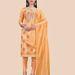 Maroosh Floral Printed Embellished Chanderi Unstitched Dress Material-image-31