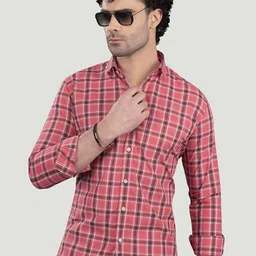 ALMATY Men Comfort Slim Fit Opaque Checked Casual Shirt-picture-14
