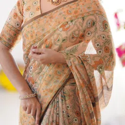 ALMAARI FASHION Floral Printed Pure Cotton Banarasi Saree image 2