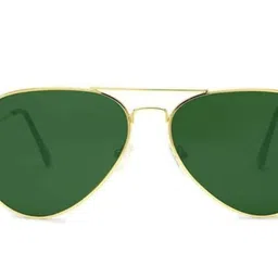 REDEX Unisex Green Lens & Gold-Toned Aviator Sunglasses with image 4