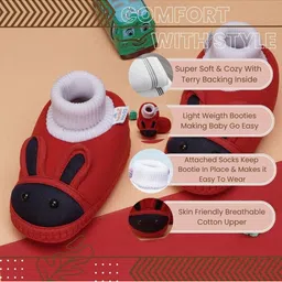 NESKA MODA Kids-Unisex Red Cotton Booties image 5