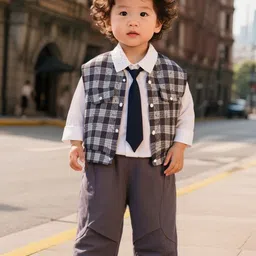LULU & SKY Boys Checked Shirt with Trousers image 4