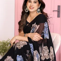 Moda Rapido Floral Printed Pure Georgette Saree image 5