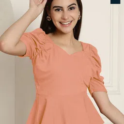 Tromko Women Pack Of 2 Puff Sleeve Peplum Top-picture-39
