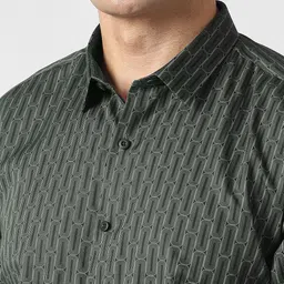 V Dot Slim Fit Geometric Printed Pure Cotton Formal Shirt image 2