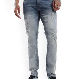 WROGN Men Slim Fit Highly Distressed Heavy Fade Jeans-picture-14