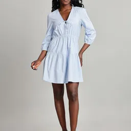 Tommy Hilfiger Bishop Sleeve Organic Cotton Fit & Flare Mini Dress-image-0