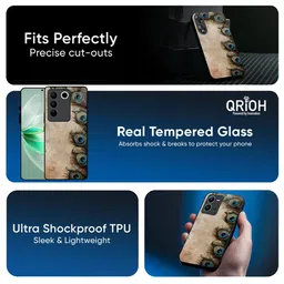 QRIOH Unisex Vivo T4x 5G MysticFeather Impact Resistant Glass Back Case image 2