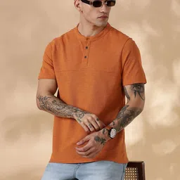 Mast & Harbour Henley Neck Short Sleeves Pure Cotton T-shirt-picture-52