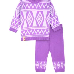 toyific Unisex Kids Purple Woollen Pullover Sweater Pyjama Set-picture-18