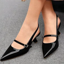 Street Style Store Women Pointed Toe Kitten Heels Pumps With Buckles-image-83
