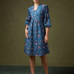 Saaki Women Floral Printed Fit and Flare Dress-image-0