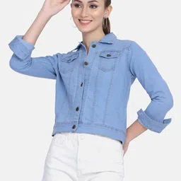 BUY NEW TREND Women Lightweight Denim Jacket with Patchwork image 5