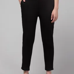 kgfonecloth Women Regular Fit Black Wool Trousers-picture-11