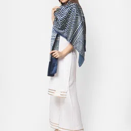 dupatta bazaar Silk Blend Printed Dark Blue Women Dupatta-picture-23