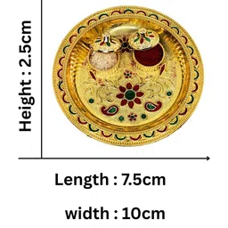 Anouk Set Of 6 Stones Studded & Beaded Swastik Rakhi Greeting Card & Pooja Thali image 2