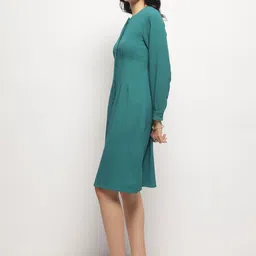 Strong And Brave Crepe Cuffed Sleeves Shirt Dress image 3
