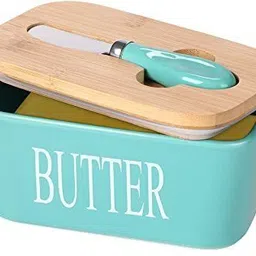 tendula Ceramic Storage Bowl Ceramic Large Butter Box Dish with Knife - Airtight food contaier with Words-picture-23