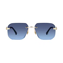 Being Better Unisex Blue Lens & Gold-Toned Rectangle Sunglasses with image 2