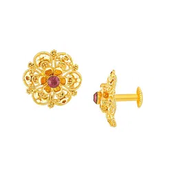 DIVASTRI Set Of 2 Gold-Plated Circular Studs Earrings image 2