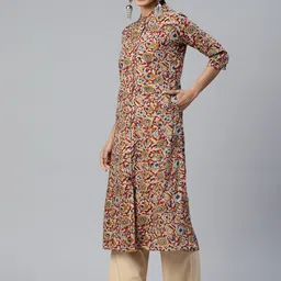vbuyz KALINI Floral Printed Thread Work A-Line Kurta image 4