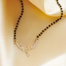 MEENAZ Gold-Plated Brass Artificial Stones and Beads Mangalsutra-image-85