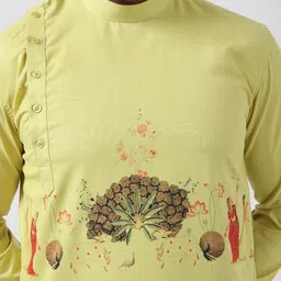 PulseIQ Men Lime Green Kurtas image 4