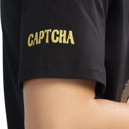 captcha Men Graphic Print Round Neck Pure Cotton Black T-Shirt image 5