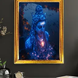 blinkart Black & Blue Lord Shiva Printed Wall Art-image-81